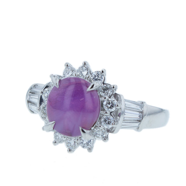 Pt900 プラチナ スターサファイア2.91ct ダイヤ0.57ct リング 指輪 レディース 17号 【中古】