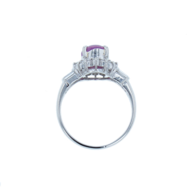 Pt900 プラチナ スターサファイア2.91ct ダイヤ0.57ct リング 指輪 レディース 17号 【中古】