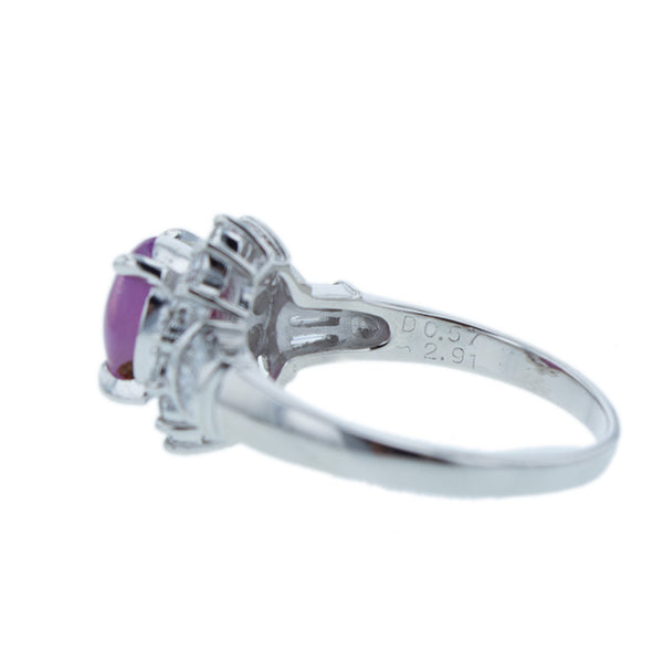 Pt900 プラチナ スターサファイア2.91ct ダイヤ0.57ct リング 指輪 レディース 17号 【中古】