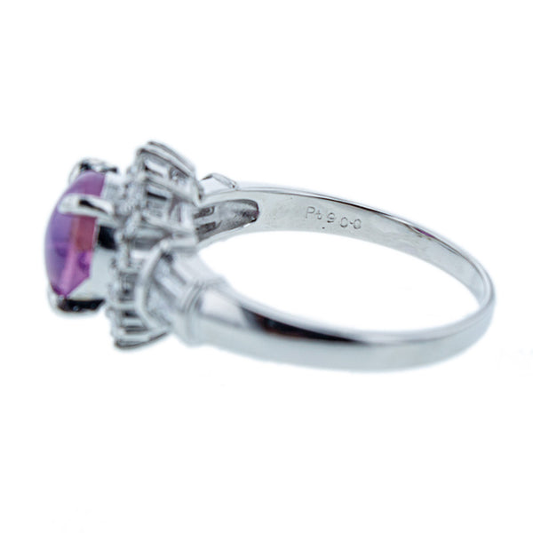 Pt900 プラチナ スターサファイア2.91ct ダイヤ0.57ct リング 指輪 レディース 17号 【中古】