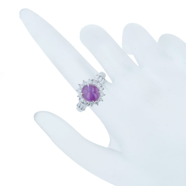 Pt900 プラチナ スターサファイア2.91ct ダイヤ0.57ct リング 指輪 レディース 17号 【中古】