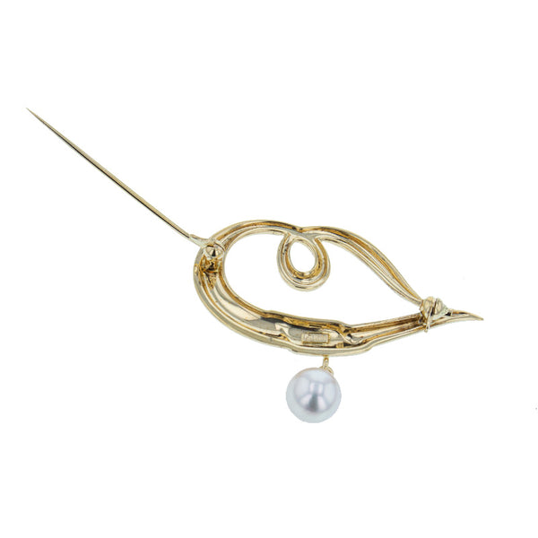 ミキモト K18YG イエローゴールド アコヤパール8mm ブローチ レディース MIKIMOTO 【中古】