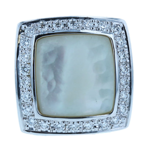 タサキ K18WG ホワイトゴールド シェル ダイヤ0.20ct ペンダントトップ レディース TASAKI 【中古】