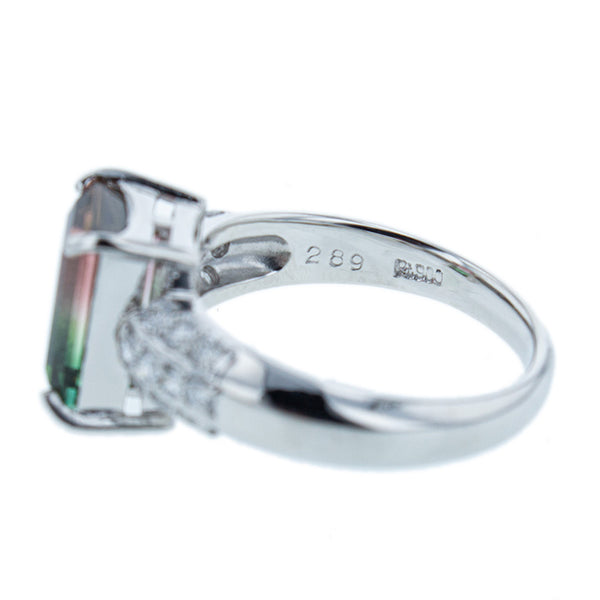 Pt900 プラチナ バイカラートルマリン2.89ct ダイヤ0.37ct リング 指輪 レディース 11.5号 【中古】