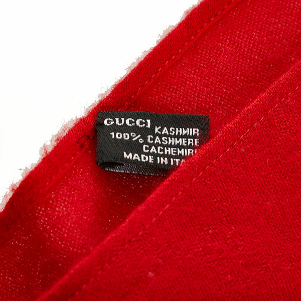 グッチ レッド カシミヤ ストール レディース GUCCI 【中古】