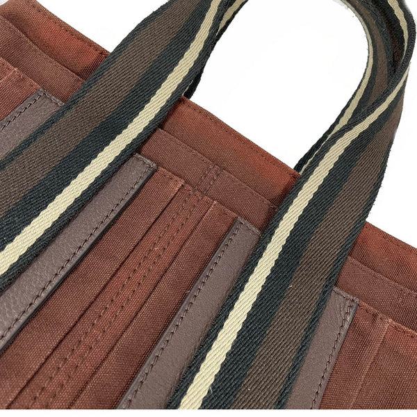 エルメス トロカホリゾンタルMM ブラウン キャンバス ハンドバッグ メンズ HERMES 【中古】