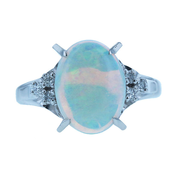 Pt900 プラチナ オパール1.73ct ダイヤ0.12ct リング 指輪 レディース 15号 【中古】