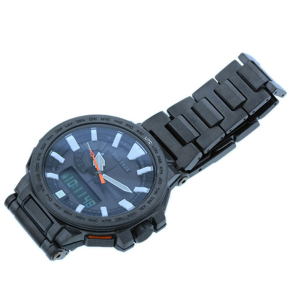 カシオ プロトレック マナスル PRX-8000YT ブラック チタン 腕時計 メンズ CASIO 電波時計 ブラック文字盤 【中古】