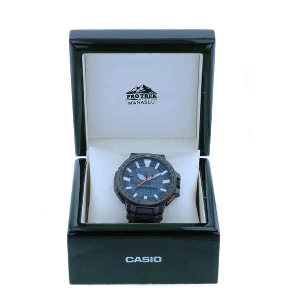 カシオ プロトレック マナスル PRX-8000YT ブラック チタン 腕時計 メンズ CASIO 電波時計 ブラック文字盤 【中古】
