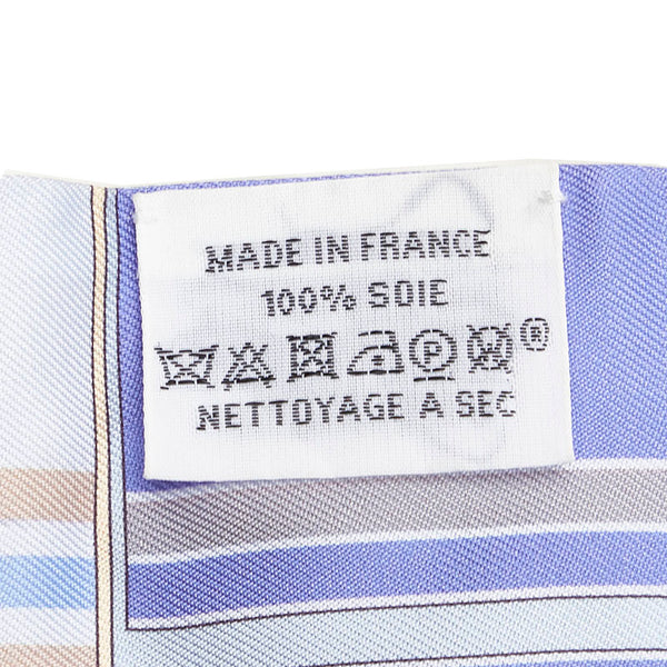 エルメス ツイリー ライトブルー ベージュ シルク スカーフ レディース HERMES 【中古】