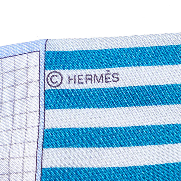 エルメス ツイリー ライトブルー ベージュ シルク スカーフ レディース HERMES 【中古】