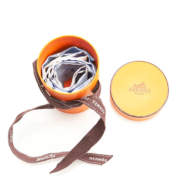 エルメス ツイリー ライトブルー ベージュ シルク スカーフ レディース HERMES 【中古】