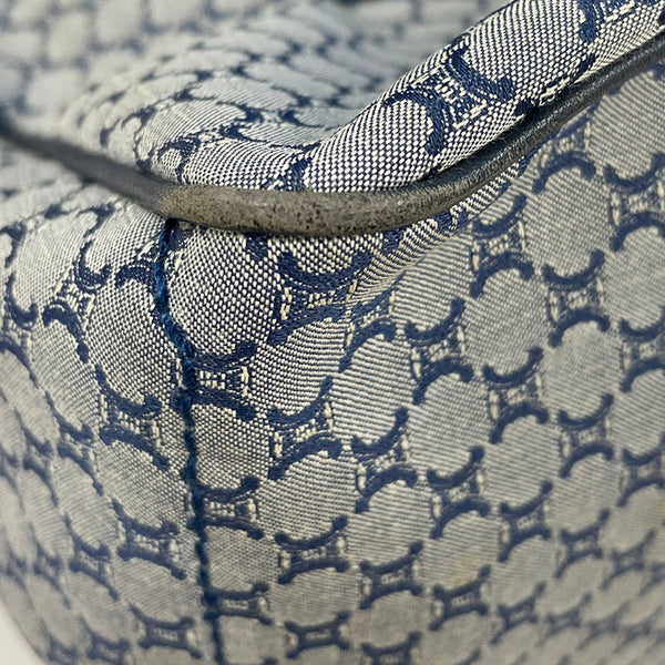 セリーヌ マカダム ブギーバッグ ブルー ネイビー キャンバス レザー ハンドバッグ レディース CELINE 【中古】