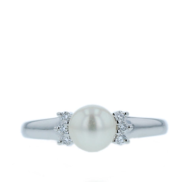 タサキ Pt900 プラチナ アコヤパール5.6mm ダイヤ0.05ct リング 指輪 レディース TASAKI 8号 【中古】