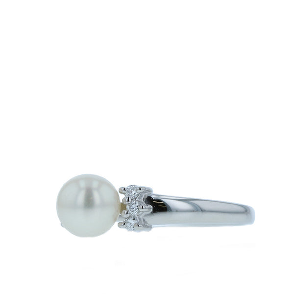 タサキ Pt900 プラチナ アコヤパール5.6mm ダイヤ0.05ct リング 指輪 レディース TASAKI 8号 【中古】