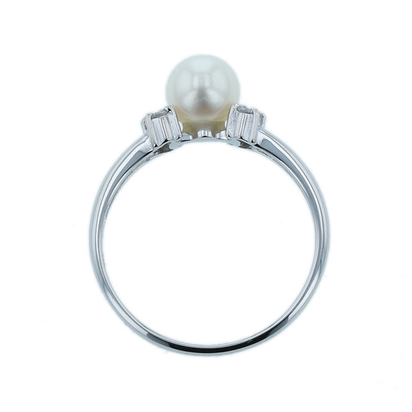 タサキ Pt900 プラチナ アコヤパール5.6mm ダイヤ0.05ct リング 指輪 レディース TASAKI 8号 【中古】