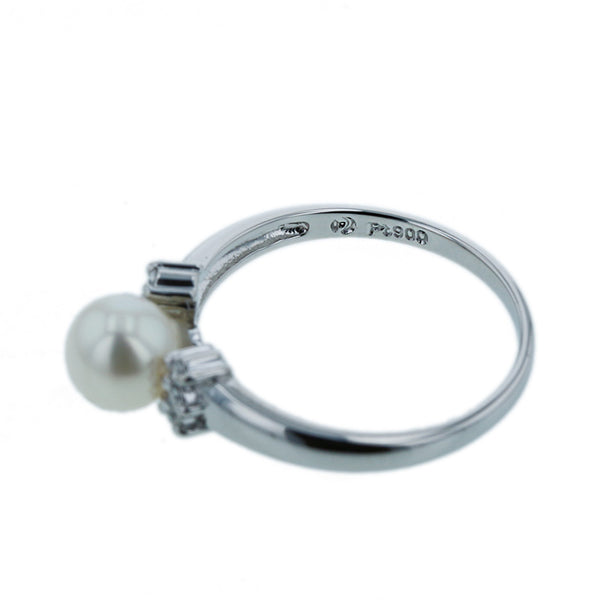 タサキ Pt900 プラチナ アコヤパール5.6mm ダイヤ0.05ct リング 指輪 レディース TASAKI 8号 【中古】