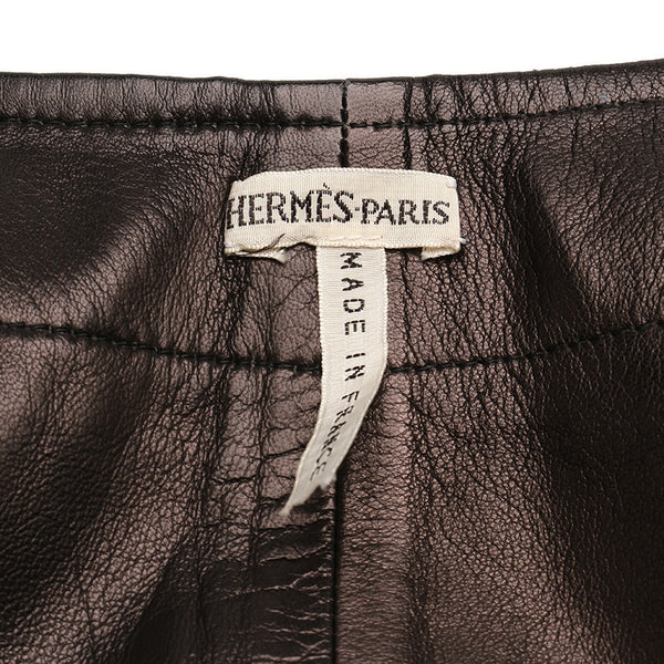 エルメス ブラック レザー スカート レディース HERMES 【中古】