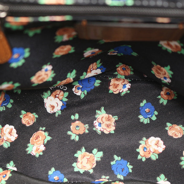 コーチ フラワー F57547 ネイビーブラック デニム レザー リュック バックパック レディース COACH 【中古】