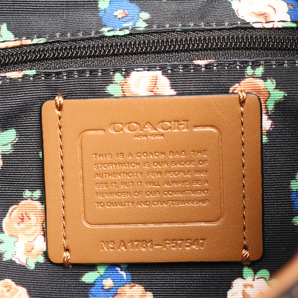 コーチ フラワー F57547 ネイビーブラック デニム レザー リュック バックパック レディース COACH 【中古】