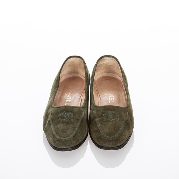 シャネル ココマーク カーキ スウェード パンプス レディース CHANEL 【中古】