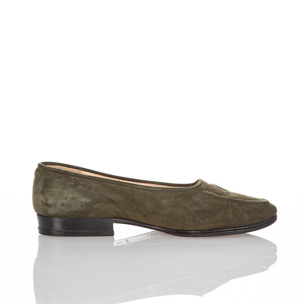 シャネル ココマーク カーキ スウェード パンプス レディース CHANEL 【中古】