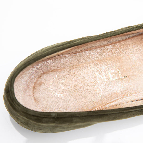 シャネル ココマーク カーキ スウェード パンプス レディース CHANEL 【中古】