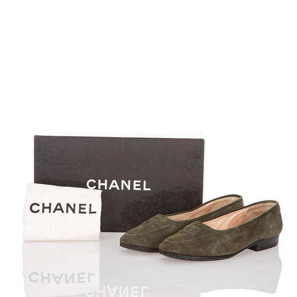 シャネル ココマーク カーキ スウェード パンプス レディース CHANEL 【中古】
