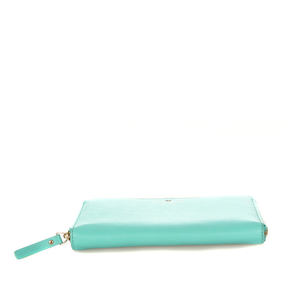 ケイトスペード アップルグリーン レザー ラウンドファスナー 長財布 レディース Kate Spade 【中古】