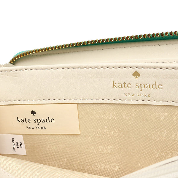 ケイトスペード アップルグリーン レザー ラウンドファスナー 長財布 レディース Kate Spade 【中古】