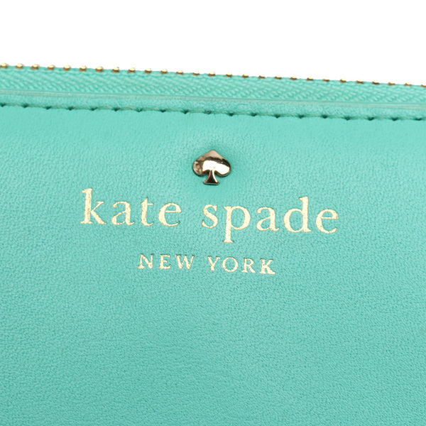 ケイトスペード アップルグリーン レザー ラウンドファスナー 長財布 レディース Kate Spade 【中古】