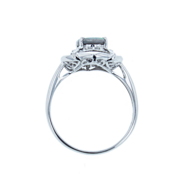 Pt900 プラチナ ブラックオパール0.70ct ダイヤ0.43ct リング 指輪 レディース 14号 【中古】