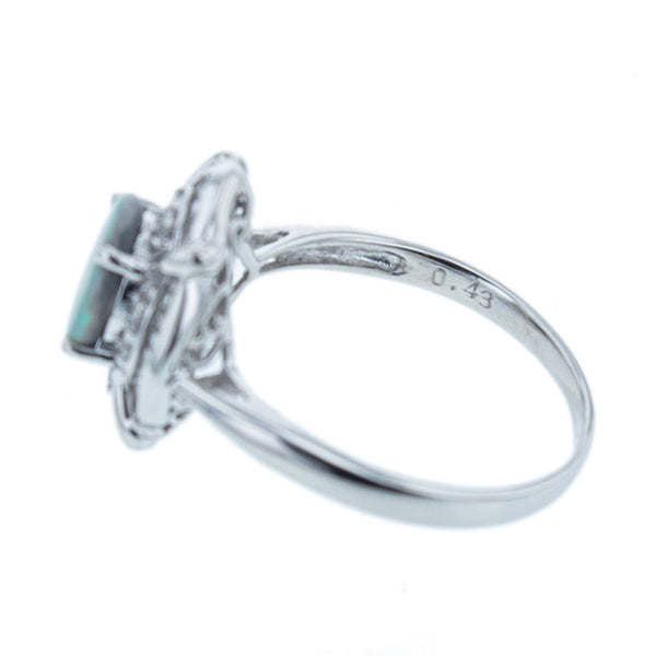Pt900 プラチナ ブラックオパール0.70ct ダイヤ0.43ct リング 指輪 レディース 14号 【中古】