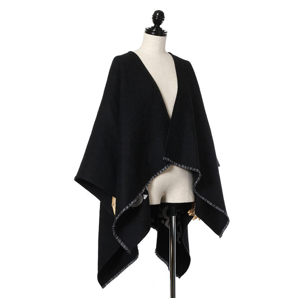 バーバリー ブラック ウール ポンチョ レディース BURBERRY 【中古】