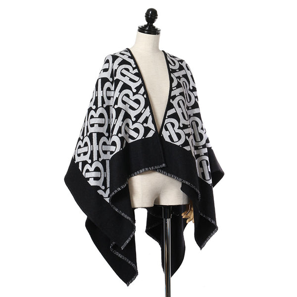 バーバリー ブラック ウール ポンチョ レディース BURBERRY 【中古】