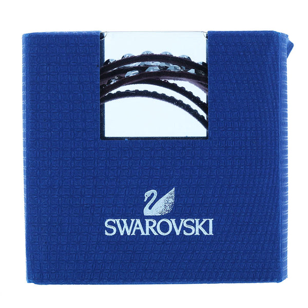 スワロフスキー ワインレッド フェイクレザー ラインストーン ブレスレット レディース SWAROVSKI 【中古】