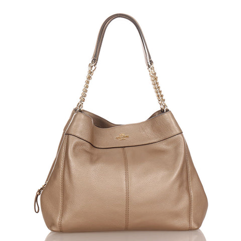 コーチ ベージュ レザー チェーン ショルダーバッグ レディース COACH 【中古】