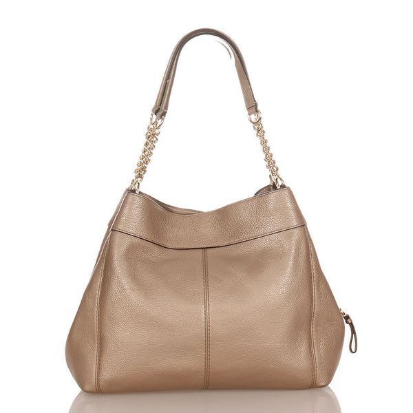 コーチ ベージュ レザー チェーン ショルダーバッグ レディース COACH 【中古】