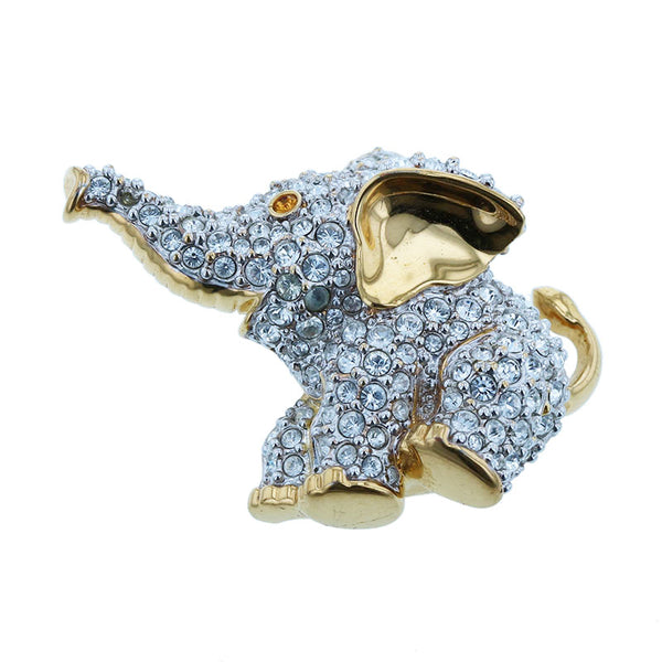 スワロフスキー ゴールド  メッキ 象モチーフ ブローチ レディース SWAROVSKI 【中古】