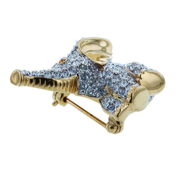 スワロフスキー ゴールド  メッキ 象モチーフ ブローチ レディース SWAROVSKI 【中古】
