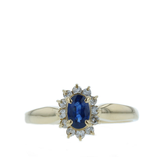 K18YG イエローゴールド サファイア0.53ct ダイヤ0.24ct リング 指輪 レディース 17号 【中古】