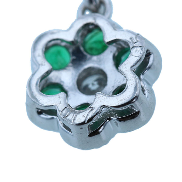 Pt850 プラチナ エメラルド0.17ct ダイヤ0.05ct ネックレス レディース 【中古】