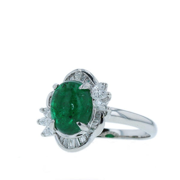 Pt900 プラチナ エメラルド1.93 ダイヤ0.33ct リング 指輪 レディース 9号 【中古】