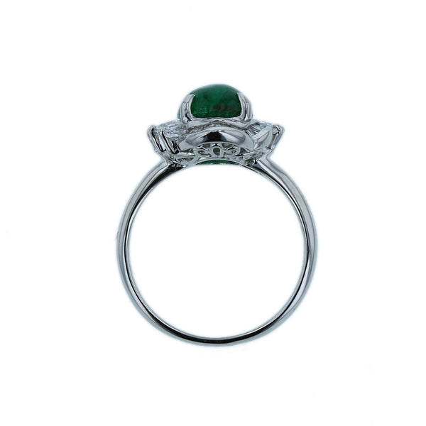 Pt900 プラチナ エメラルド1.93 ダイヤ0.33ct リング 指輪 レディース 9号 【中古】