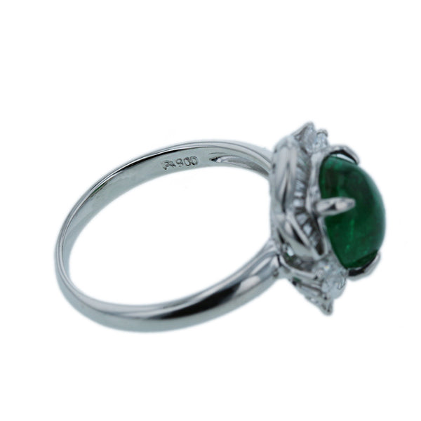 Pt900 プラチナ エメラルド1.93 ダイヤ0.33ct リング 指輪 レディース 9号 【中古】