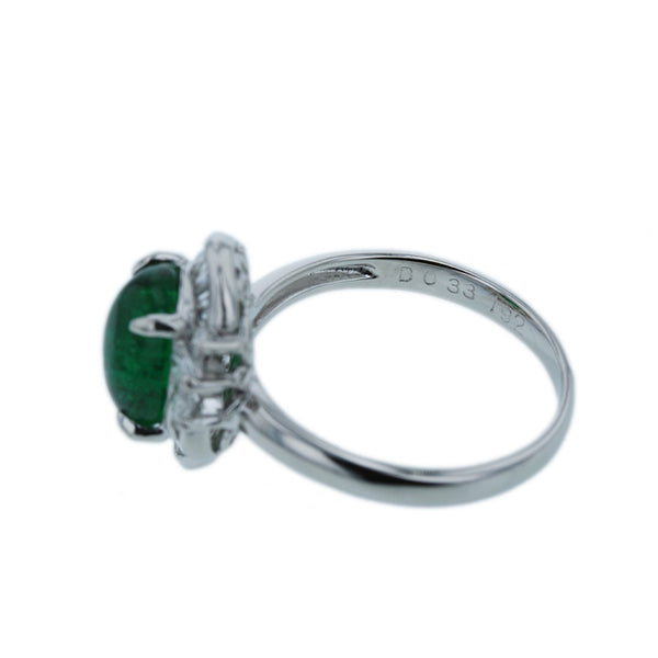 Pt900 プラチナ エメラルド1.93 ダイヤ0.33ct リング 指輪 レディース 9号 【中古】