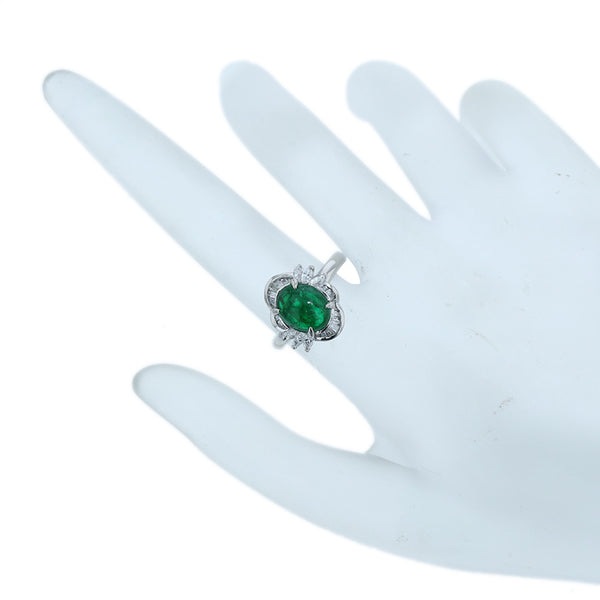Pt900 プラチナ エメラルド1.93 ダイヤ0.33ct リング 指輪 レディース 9号 【中古】