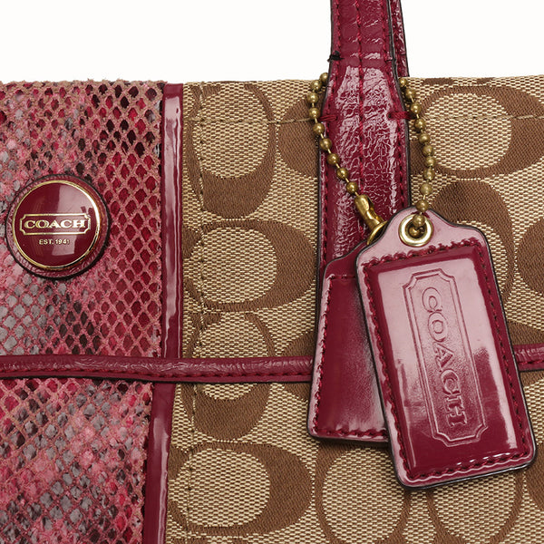 コーチ シグネチャー F25706 ベージュ キャンバス レザー トートバッグ レディース COACH 【中古】