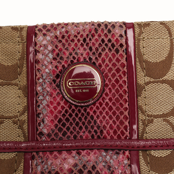 コーチ シグネチャー F25706 ベージュ キャンバス レザー トートバッグ レディース COACH 【中古】