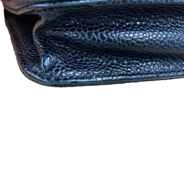 シャネル マトラッセ ブラック キャビアスキン ウォレットチェーン レディース CHANEL 【中古】